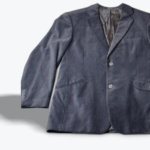 APT 9 Mens Velvet Look Pinstripe Blazer Mens 40R- 44R  Dark‎ Blue Dark Academia